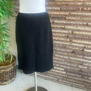 Max Mara Black Wool Knit Diagonal Tone on Tone Stripe Straight Skirt Size L
